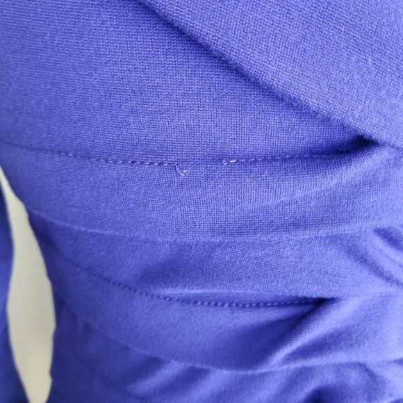 Nicole Miller Studio One Mock Neck Pleated Fitted Dress Blue Small - Picture 14 of 16